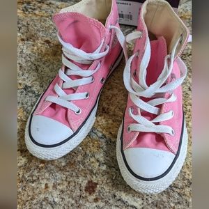 Girls pink high top converse